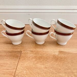 Vtg 6 PCs Johann Seltmann Vohenstrauss Bavaria Porcelain Teacups‎ Cups Gold Trim